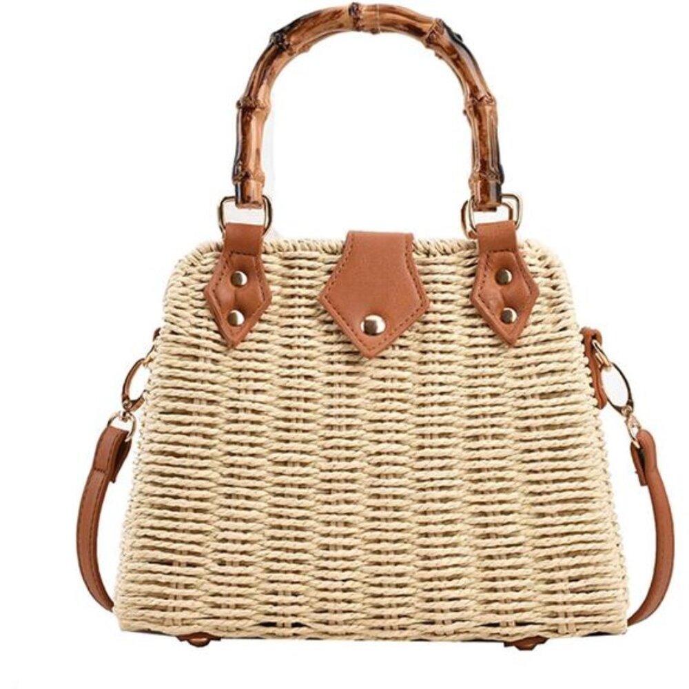 Straw Purses for Women Trendy Summer Woven Tote Bag Straw Basket Crossbody